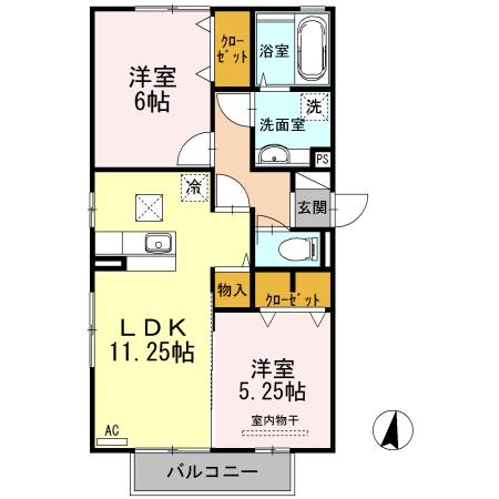 ラ ヴィータ(2LDK/1階)の間取り写真