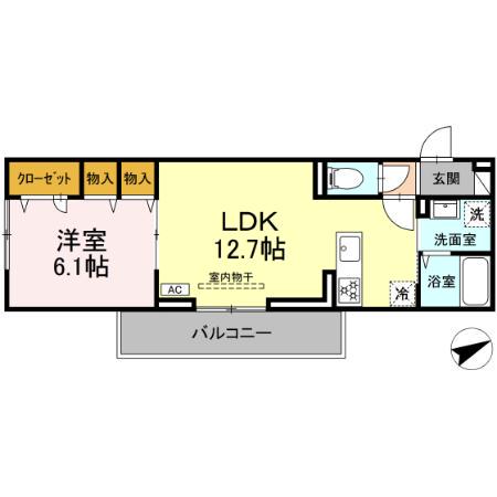 M-BASE HONJO KITA(1LDK/3階)の間取り写真