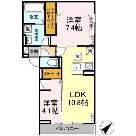 D-ROOMCVIII(2LDK/1階)の間取り写真