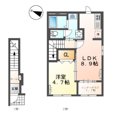 アンジー(1LDK/2階)の間取り写真