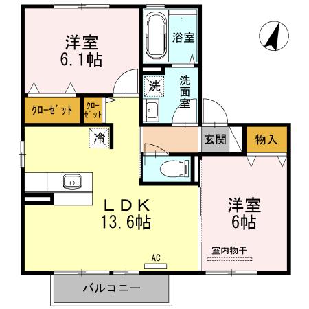 ソレーユ池田(2LDK/2階)の間取り写真