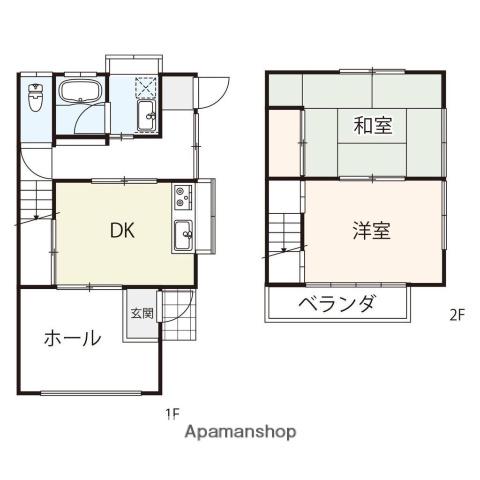 山陽本線 福山駅 徒歩20分 2階建 築55年(2DK)の間取り写真