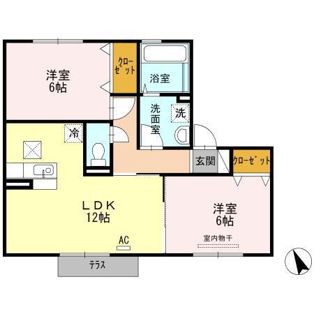 セジュール上野浦 IV(2LDK/1階)の間取り写真