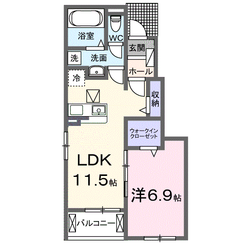 アストピア千田(1LDK/1階)の間取り写真