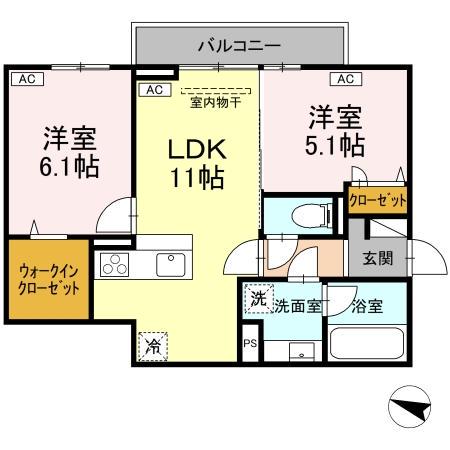 DーRESIDENCE明神(2LDK/3階)の間取り写真