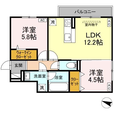 DーRESIDENCE明神(2LDK/2階)の間取り写真