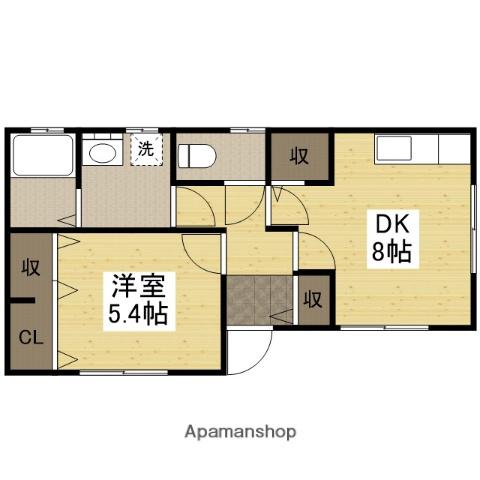 福塩線 福山駅 徒歩16分 1階建 築56年(1DK)の間取り写真