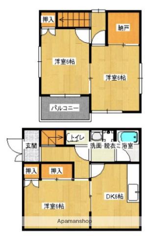 広島県福山市 2階建 築26年(3SDK)の間取り写真