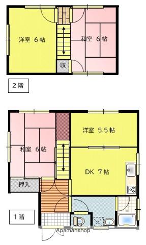 福塩線 横尾駅 徒歩9分 2階建 築38年(4DK)の間取り写真
