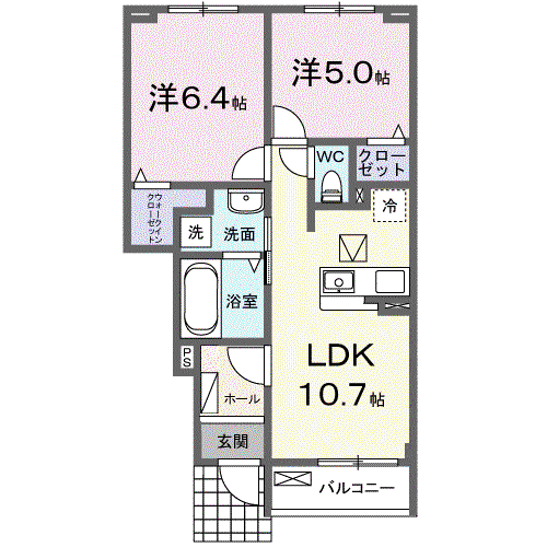 メゾン シュシュ(2LDK/1階)の間取り写真