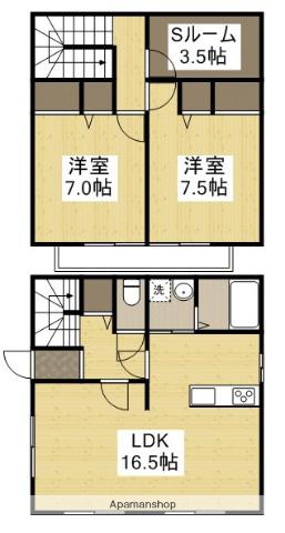 福塩線 駅家駅 徒歩7分 2階建 築20年(2SLDK)の間取り写真