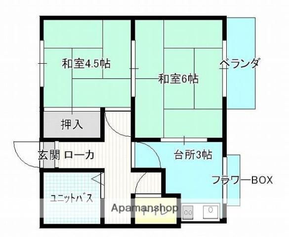 ジュネス東町(2K/1階)の間取り写真