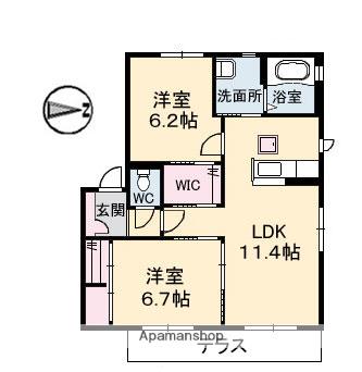 GRANDEUR(2LDK/1階)の間取り写真