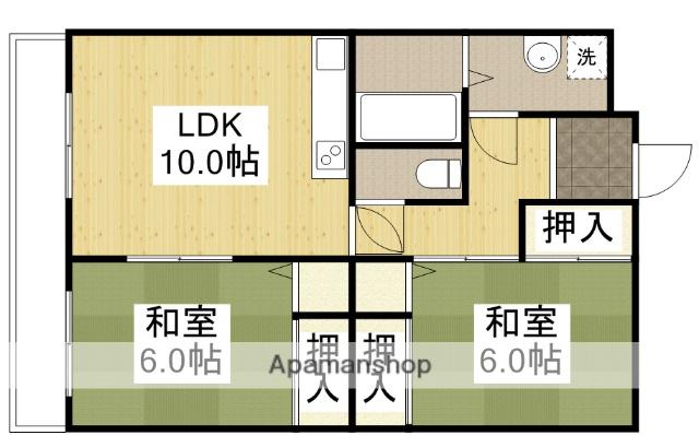 岡田マンション(2LDK/4階)の間取り写真