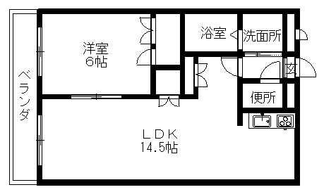 メゾンソレイユ(1LDK/1階)の間取り写真