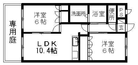 サンパレス(2LDK/1階)の間取り写真