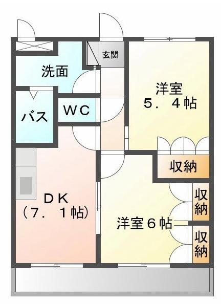 グリーンヒルズ曙(2DK/4階)の間取り写真