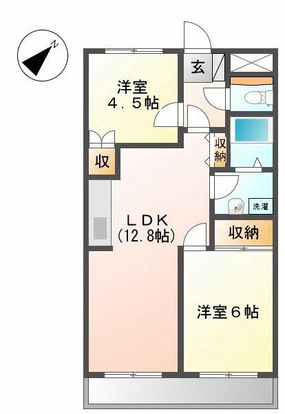グレース春日(2LDK/2階)の間取り写真