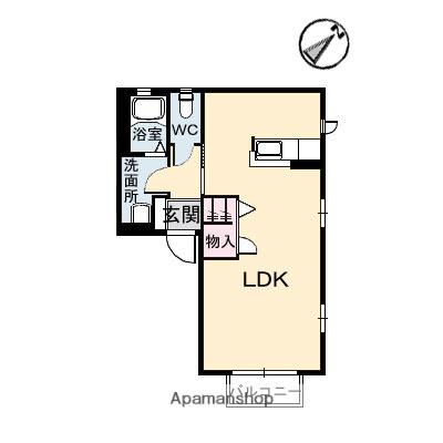 グリーンハイム(ワンルーム/2階)の間取り写真