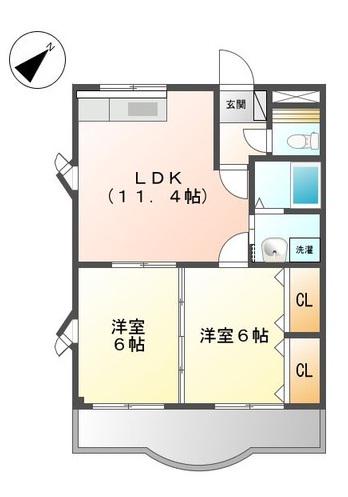 アレキサンドリア(2LDK/2階)の間取り写真