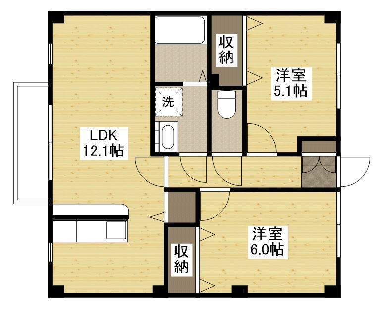 フォブール都(2LDK/2階)の間取り写真
