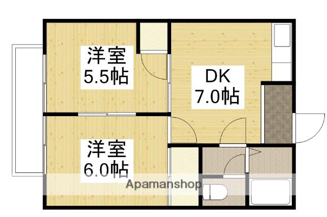 ユーアイレジデンス(2DK/2階)の間取り写真