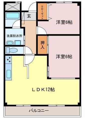 神辺中央マンション(2LDK/1階)の間取り写真