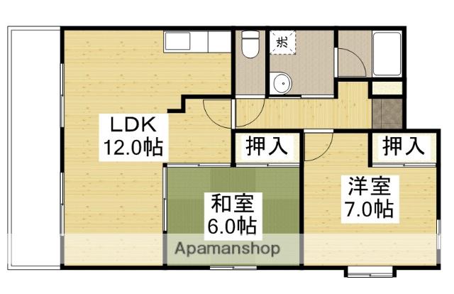 神辺中央マンション(2LDK/2階)の間取り写真
