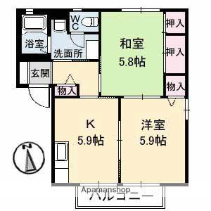 グランドール(2K/1階)の間取り写真