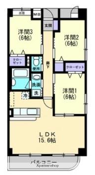 プラスパー旭通(3LDK/6階)の間取り写真