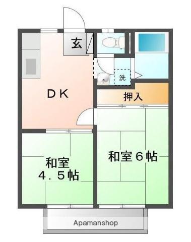 パークハイツ橋本 A(2DK/2階)の間取り写真