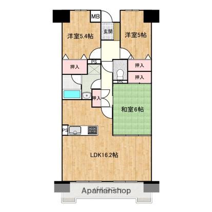 エンゼルハイム東福山壱番館(3LDK/6階)の間取り写真