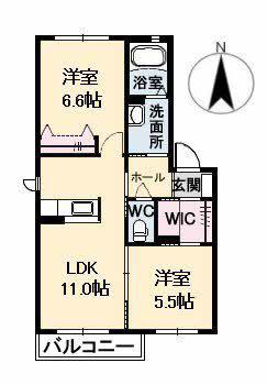 マリアローザ(2LDK/1階)の間取り写真