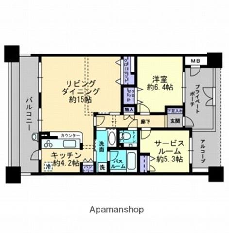 アーバンビュー緑町公園ツインタワー(1SLDK/11階)の間取り写真