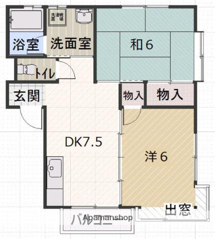 シャイン沖野上A(2DK/2階)の間取り写真