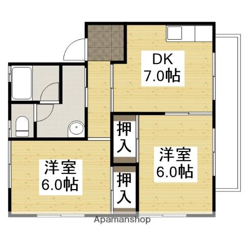 小砂ハイツ(2DK/2階)の間取り写真