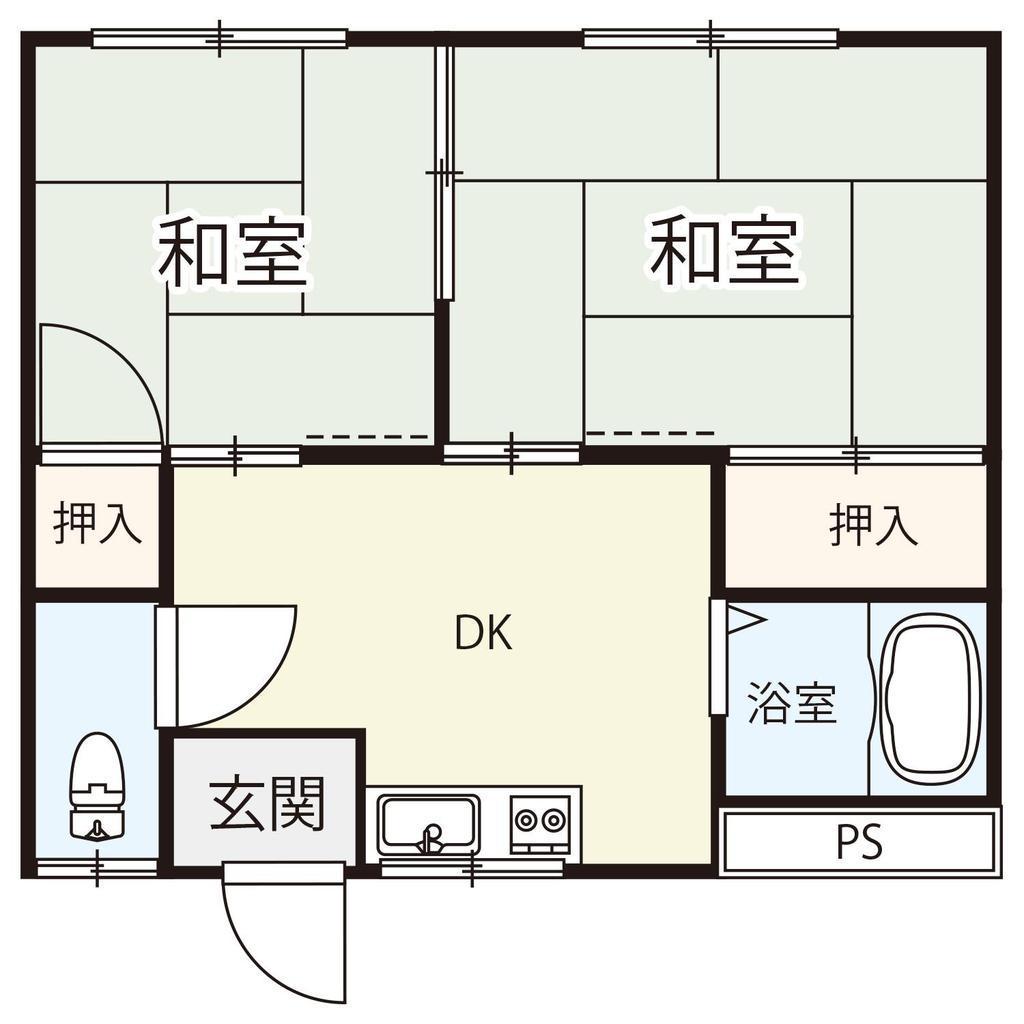 ポルテ北吉津ⅢA棟(2DK/2階)の間取り写真