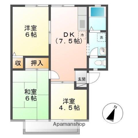 ウィンディア高尾(3DK/1階)の間取り写真