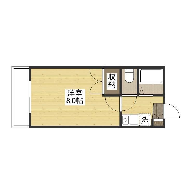 福塩線 横尾駅 徒歩14分 2階建 築30年(1K/2階)の間取り写真