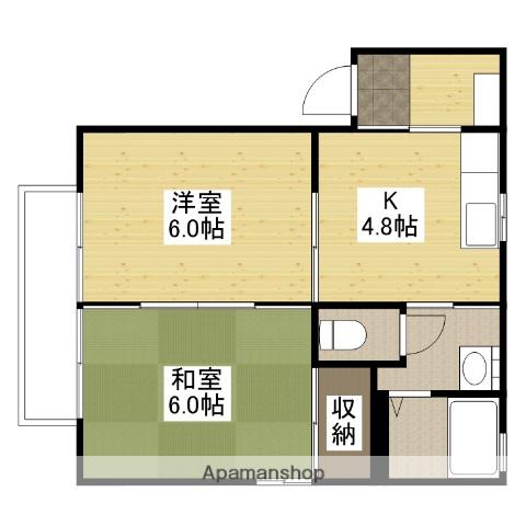 ポートシマダC棟(2K/2階)の間取り写真