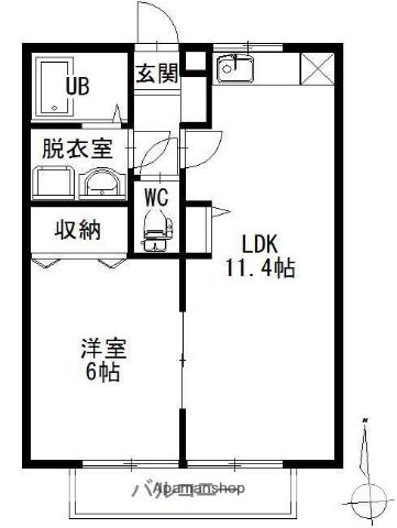 ローズマリー(1LDK/1階)の間取り写真