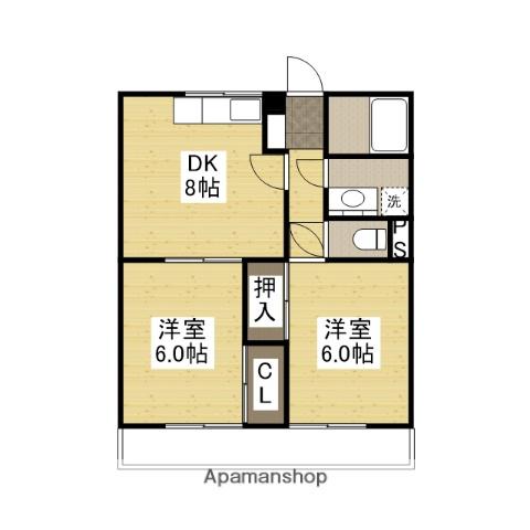 オリーブコート多治米(2DK/2階)の間取り写真