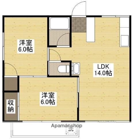 オリーブコート東川口A(2LDK/2階)の間取り写真