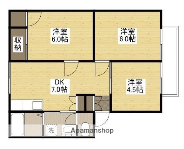 コーポアサヒC(3DK/2階)の間取り写真