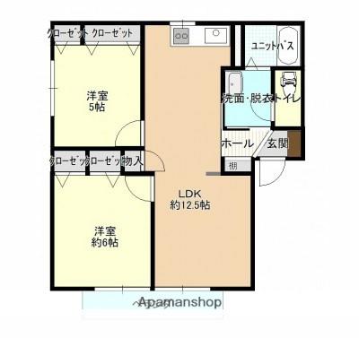 ルイール一番館(2LDK/1階)の間取り写真