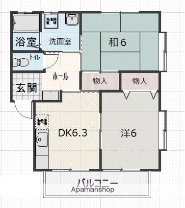 小笠原ハイツ B(2DK/1階)の間取り写真