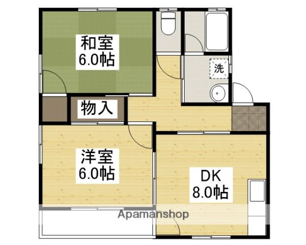 コーポラス関本 B(2DK/2階)の間取り写真