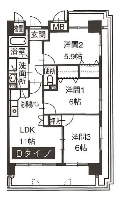 メゾン八杉(3LDK/8階)の間取り写真