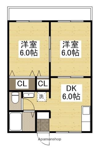 オリーブコート大智(2DK/2階)の間取り写真