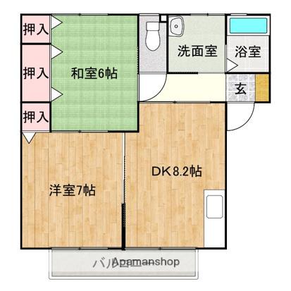 フォレスト伊勢丘 B棟(2DK/1階)の間取り写真